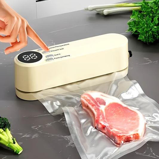 Kit Compact de Sigilare Vid USB cu Ecran Digital – Sigilare Rapidă, Include Pompă și Pungi Etanșe, Ideal pentru Conservarea Alimentelor, Gustări, Carne, Fructe și Legume – Design Care Economisește Spațiu, Mașină de Sigilare 36V