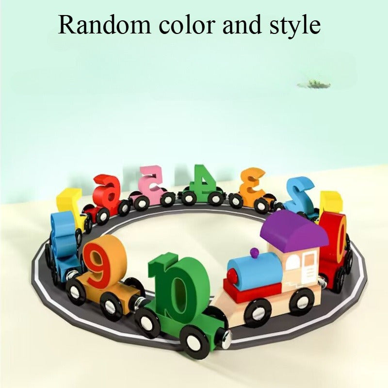 Jucărie puzzle magnetic tren și numere – vagoane colorate din lemn cu cifre 1-10, joc interactiv de învățare, ideal pentru petreceri și cadouri de sărbători, jucărie educativă | Puzzle tren | Jucărie durabilă pentru masă