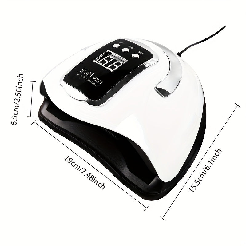 Lampada Unghie LED/Quick-Dry con Display LCD Digitale – Auto Spegnimento, Luce B/UVA per Smalto Gel, Uso Casa o Salone, Compatta e Portatile, Timer, Senza Adattatore, Plastica Resistente, Bianco/Nero
