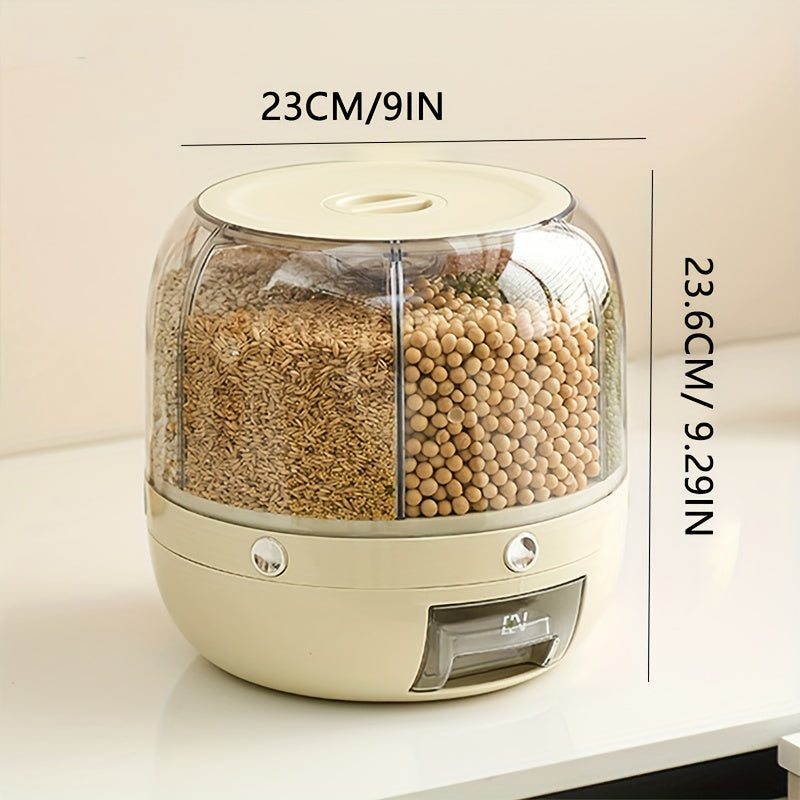 Contenitore Rotante Grande Capacità con Coperchio – Dispenser Impermeabile in Plastica per Cereali, Noci, Farina e Riso, Multiuso per Organizzazione e Conservazione in Cucina