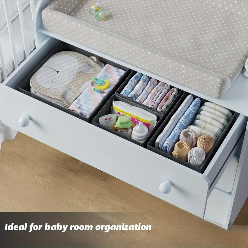 6 Organizer Tessili per Cassetti – Contenitori Tessuti con Scomparti Multipli per Vestiti Bambini, Camerette e Camera da Letto – Stile Contemporaneo, Durevoli e Salvaspazio