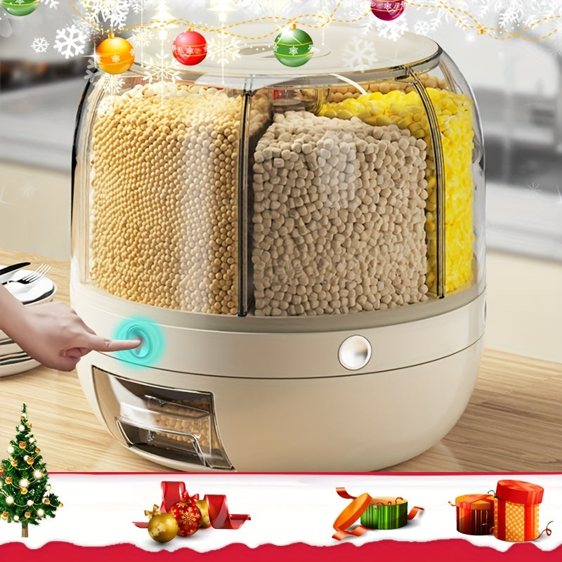 Contenitore Rotante Grande Capacità con Coperchio – Dispenser Impermeabile in Plastica per Cereali, Noci, Farina e Riso, Multiuso per Organizzazione e Conservazione in Cucina