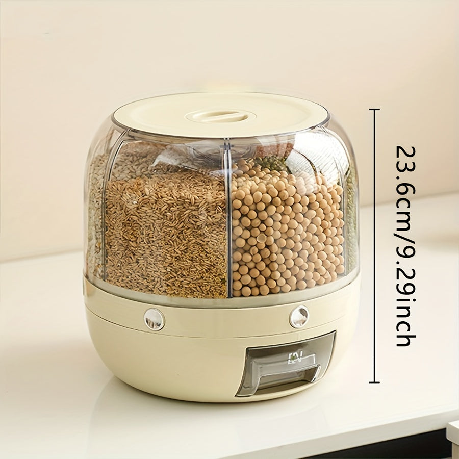 Contenitore Rotante Grande Capacità con Coperchio – Dispenser Impermeabile in Plastica per Cereali, Noci, Farina e Riso, Multiuso per Organizzazione e Conservazione in Cucina