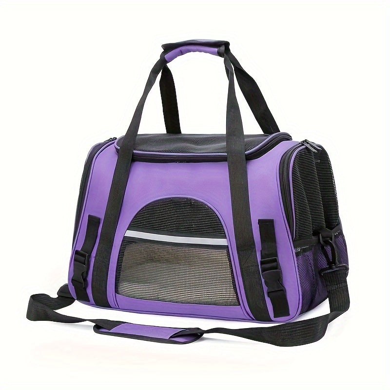 Trasportino Gatto Portatile con Materassino – Grande Capacità, Tasche Traspiranti, Chiusura con Cerniera, Imbottitura Morbida, Cinghie Sicure per Auto e Esterno