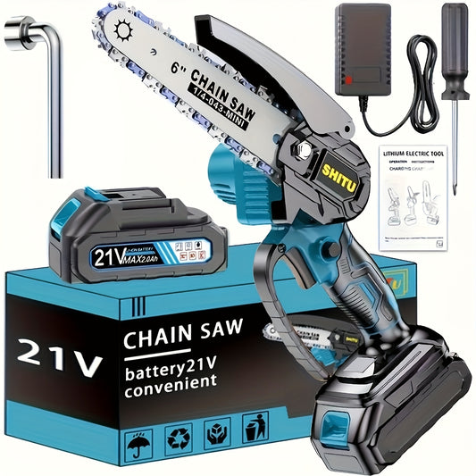 Mini Cordless Chainsaw, Lightweight &amp; Portable Handheld Electric Tree Cutter with Splash Guard, Safety Lock, Rechargeable Battery, and Safe Trimming for Quick Cutting of Tree Branches, Courtyard, Household, and Garden Use, Gift.