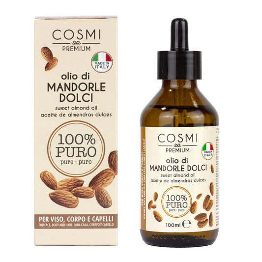 COSMI Olio di Mandorle 100% Puro – Viso, Corpo e Capelli, Made in Italy, 100ml