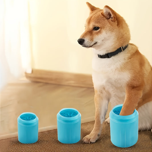 Curățător portabil lăbuțe animale din silicon moale – perie ergonomică pentru câini și pisici, albastru & negru, igienic, pentru interior și exterior
