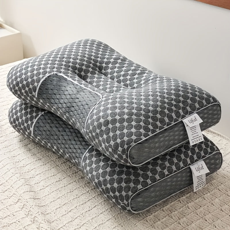 Buy 1 Get 1 Free: 2 Soft Woven Neck Massage Couple Pillows - Adjustable Ergonomic Orthotic Profile Support, High-Quality Pillow Core, Detachable Pillowcase for Sleeping Comfort