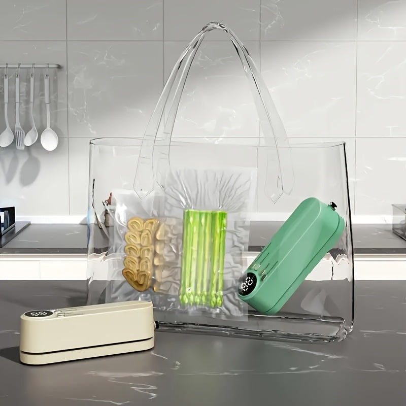 Kit Compact de Sigilare Vid USB cu Ecran Digital – Sigilare Rapidă, Include Pompă și Pungi Etanșe, Ideal pentru Conservarea Alimentelor, Gustări, Carne, Fructe și Legume – Design Care Economisește Spațiu, Mașină de Sigilare 36V