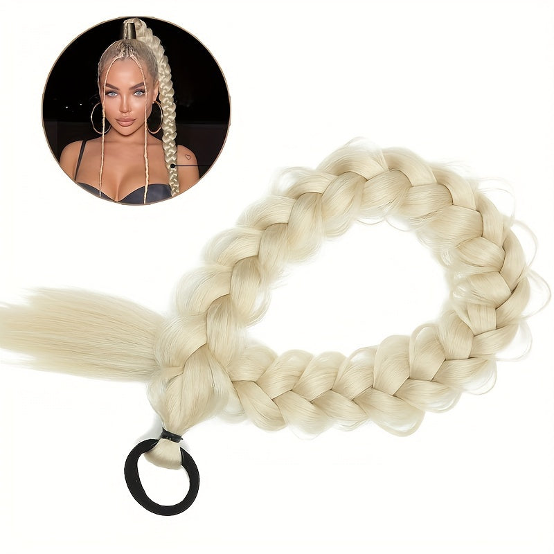 Extension Coda di Cavallo Treccia 60,96 cm – Fibra Sintetica, Elastico, Bionda, Accessorio Capelli per Feste ed Uso Quotidiano