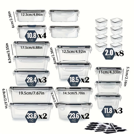 48-Piece Food Storage Container Set, Kitchen Organizers, Leakproof Meal Prep Containers, Local Warehouse - Airtight, BPA-Free, Easy-Snap Lids, Stackable. Includes 24 Lunch Containers, 24 Lids, Free Labels, and Marker for Pantry and...