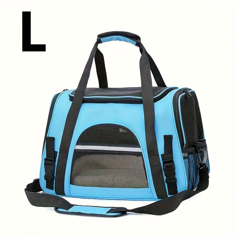 Trasportino Gatto Portatile con Materassino – Grande Capacità, Tasche Traspiranti, Chiusura con Cerniera, Imbottitura Morbida, Cinghie Sicure per Auto e Esterno
