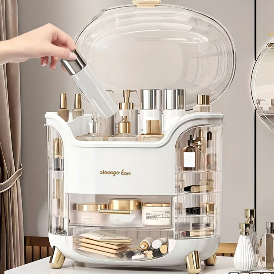Organizer Trucco e Gioielli Grande Capacità con Cassetti – Contenitore Cosmetici Autosufficiente, Antipolvere, Multi-Livello per Prodotti di Bellezza, Skincare e Materiale Artistico