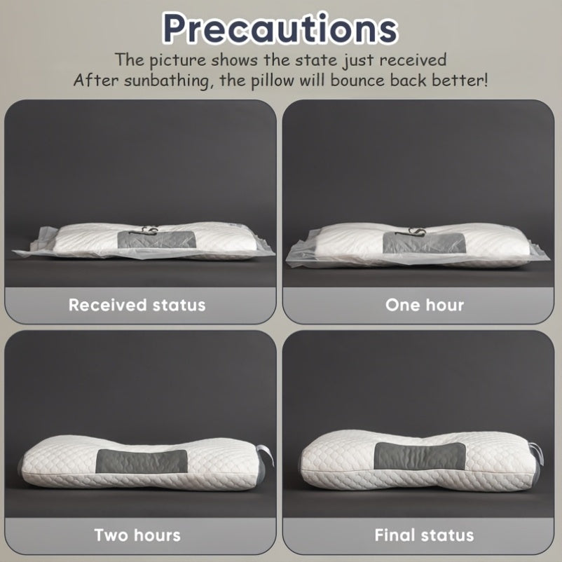 Buy 1 Get 1 Free: 2 Soft Woven Neck Massage Couple Pillows - Adjustable Ergonomic Orthotic Profile Support, High-Quality Pillow Core, Detachable Pillowcase for Sleeping Comfort