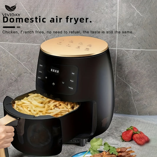VIVIDAY Friggitrice ad Aria 1400W – Elettrica Stile Europeo per Casa, Facile da Usare, Perfetta per Patatine, Forno e Cucina Moderna, 220-240V, Nero, Robusta e Duratura