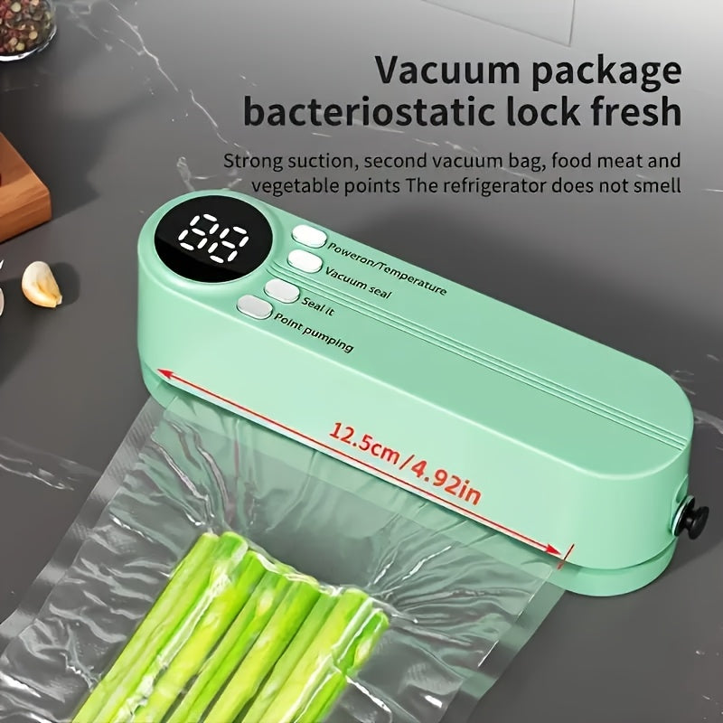 Kit Compact de Sigilare Vid USB cu Ecran Digital – Sigilare Rapidă, Include Pompă și Pungi Etanșe, Ideal pentru Conservarea Alimentelor, Gustări, Carne, Fructe și Legume – Design Care Economisește Spațiu, Mașină de Sigilare 36V