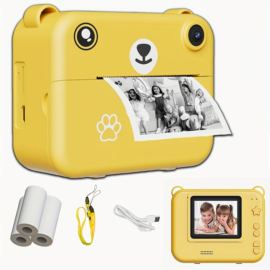 Fotocamera Istantanea per Bambini con 3 Rotoli di Carta – Registrazione Video HD, Stampante Portatile USB, Batteria Litio-Polimero, per Bambini 3-10 Anni, Regalo Compleanno/Natale (Viola/Blu/Rosa/Giallo Limone) – Educativa