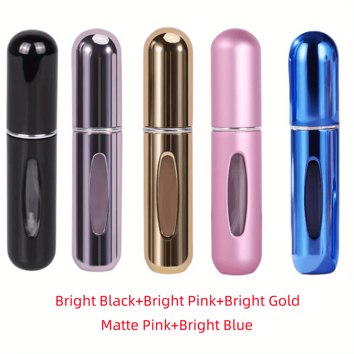 Mini Atomizzatore Profumo Portatile Ricaricabile – Flacone Spray in Alluminio per Viaggio, Multi-Colore, Senza Profumo, Design Compatto