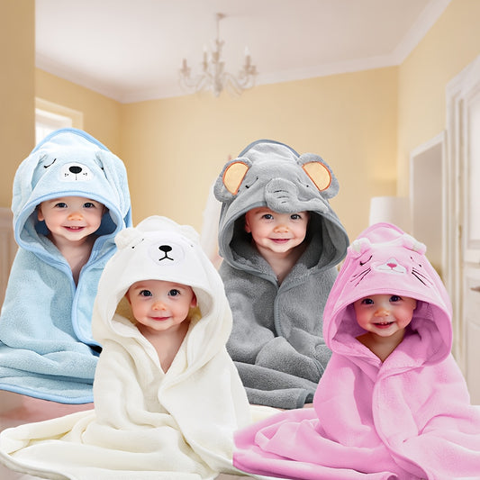 Prosop de baie pentru bebeluși cu glugă – capă drăguță din coral fleece, uscare rapidă, ideal pentru piscină, plajă și utilizare tot anul
