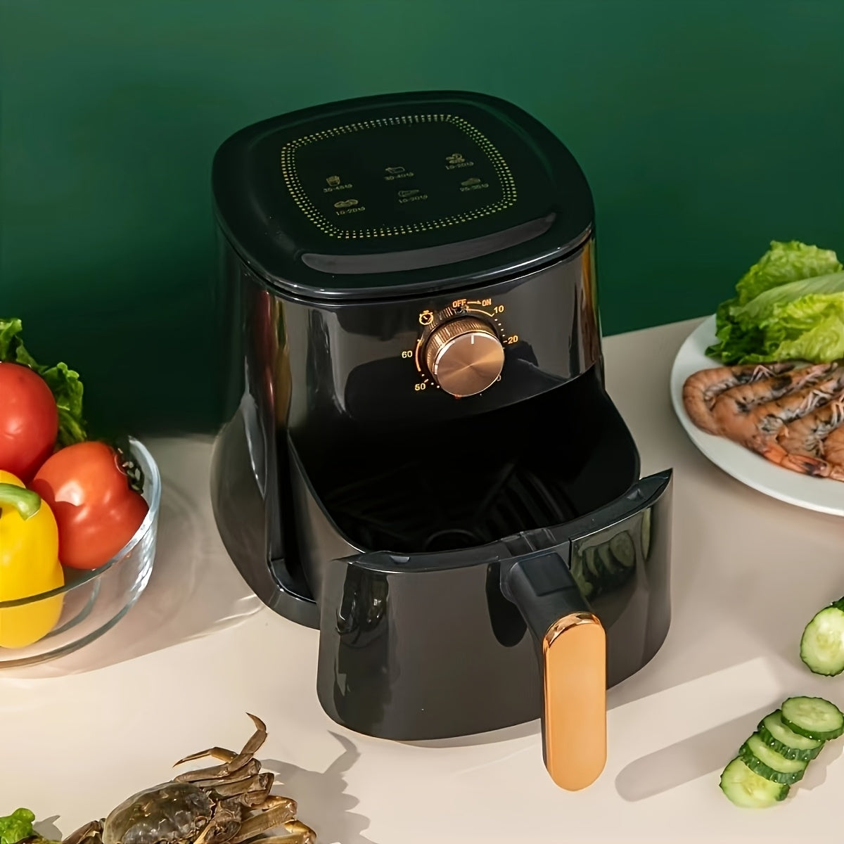 Friggitrice ad Aria 4L – Capienza Grande, 700W, 220-240V, Design Nero, Controllo Digitale, Frittura Senza Olio per Patatine, Pollo e Verdure