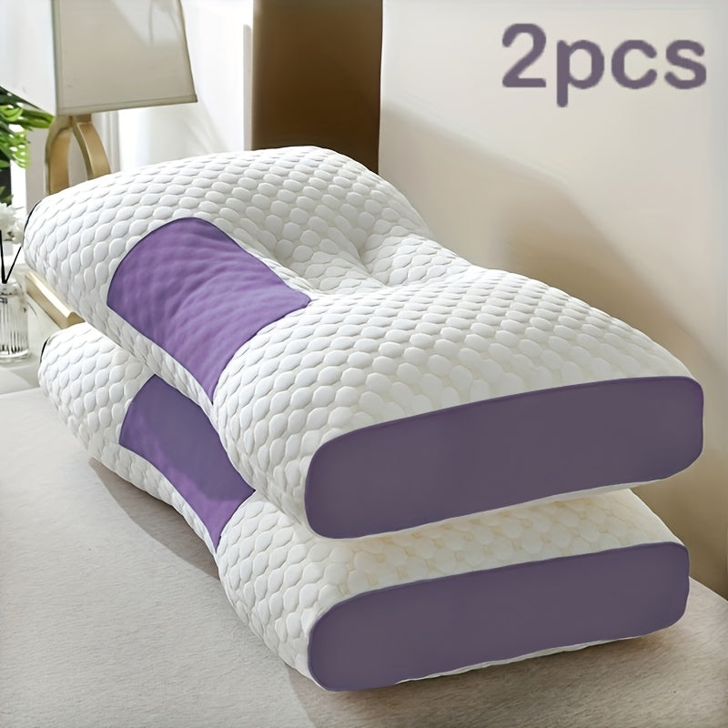 Buy 1 Get 1 Free: 2 Soft Woven Neck Massage Couple Pillows - Adjustable Ergonomic Orthotic Profile Support, High-Quality Pillow Core, Detachable Pillowcase for Sleeping Comfort