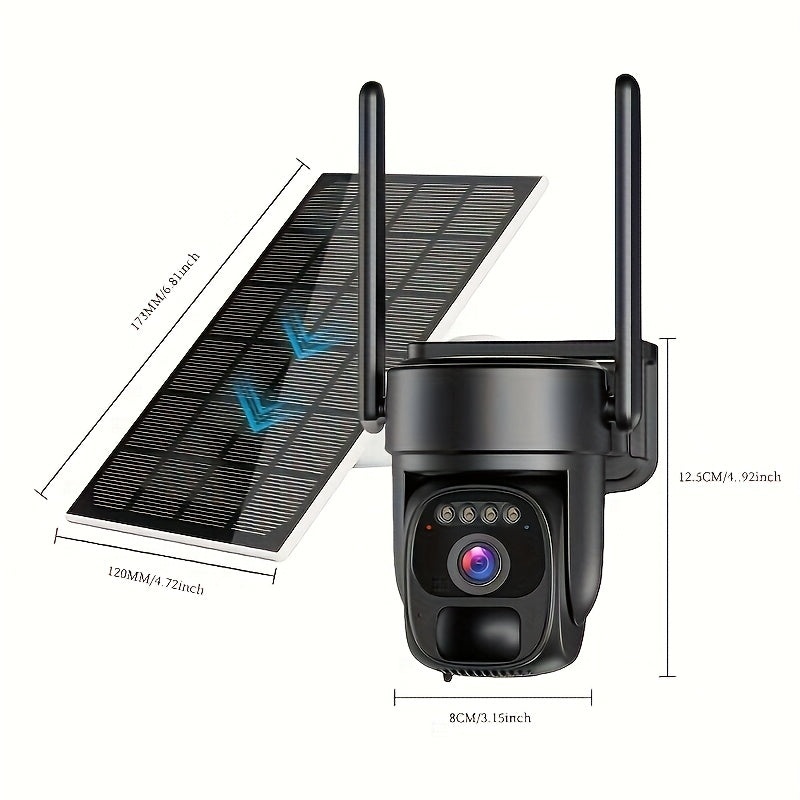 Cameră de securitate wireless SZSINOCAM, solară, 1080P HD, PTZ, audio bidirecțional, detecție mișcare, Wi-Fi, stocare SD/Cloud – pentru casă, afaceri și exterior