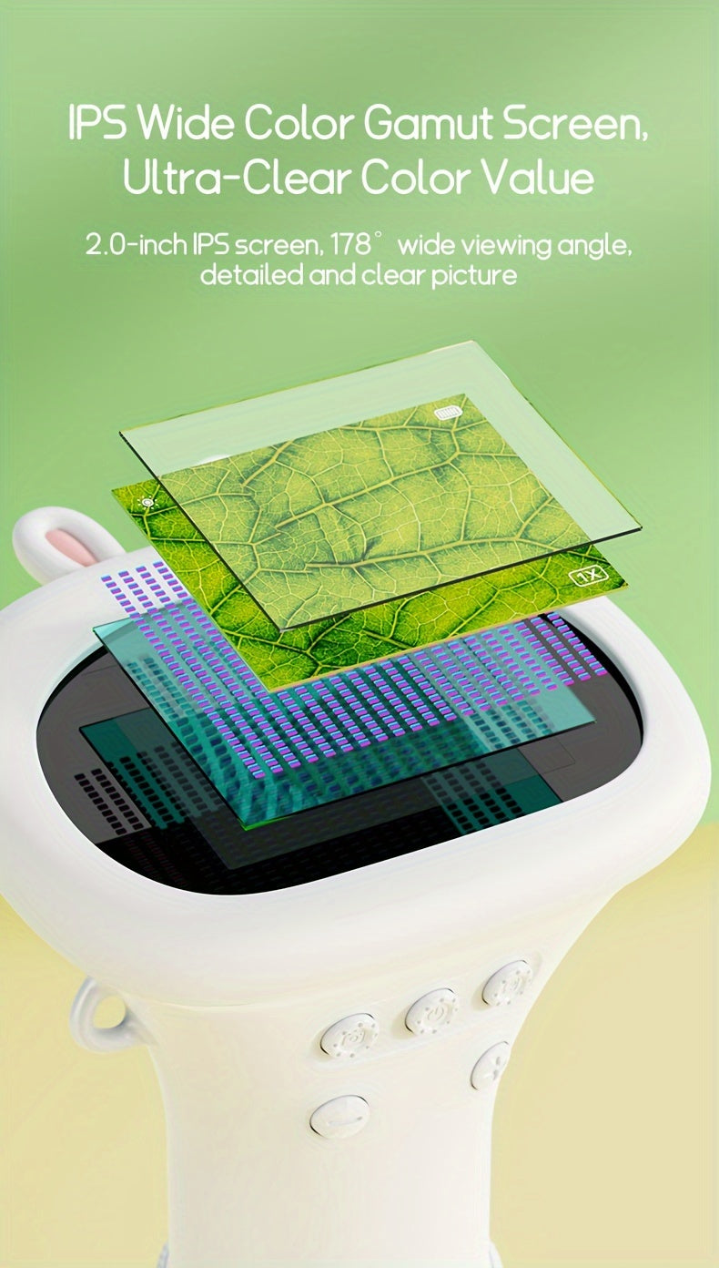 Microscopio Digitale per Bambini FYDEE – Portatile a Mano con Schermo LCD 8,89 cm, Ricaricabile USB, Ingrandimento 10X, 4 Modalità Colore (Bianco/Blu/Verde/Giallo), Giocattolo Scientifico Educativo, Regalo Compleanno