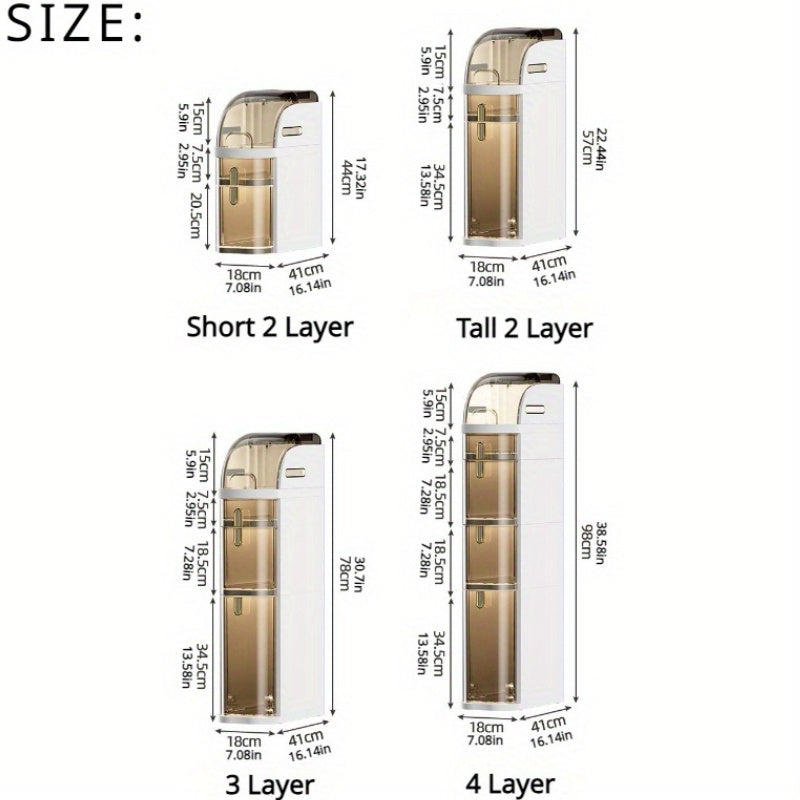 Mobiletto Bagno 4 Ripiani – Slim 7,1″ con Cassetti e Portatovaglioli, Armadietto Mobile in Plastica Impermeabile con Ruote per Bagno, Cucina, Lavanderia e Soggiorno
