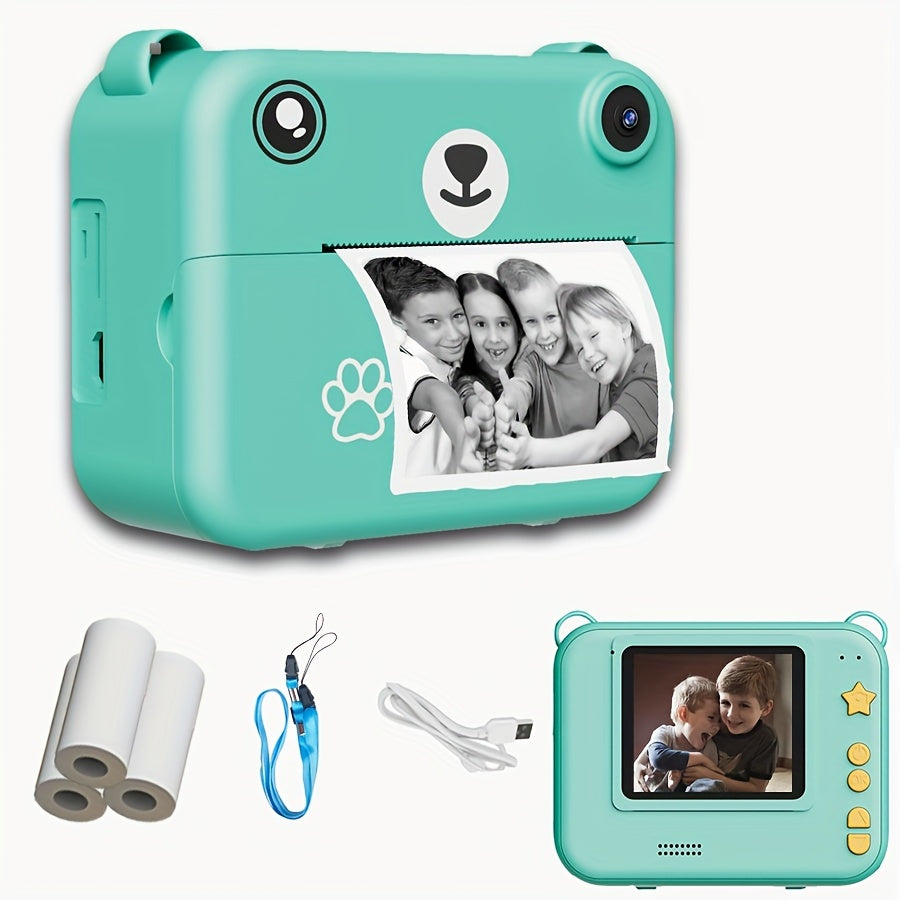 Fotocamera Istantanea per Bambini con 3 Rotoli di Carta – Registrazione Video HD, Stampante Portatile USB, Batteria Litio-Polimero, per Bambini 3-10 Anni, Regalo Compleanno/Natale (Viola/Blu/Rosa/Giallo Limone) – Educativa