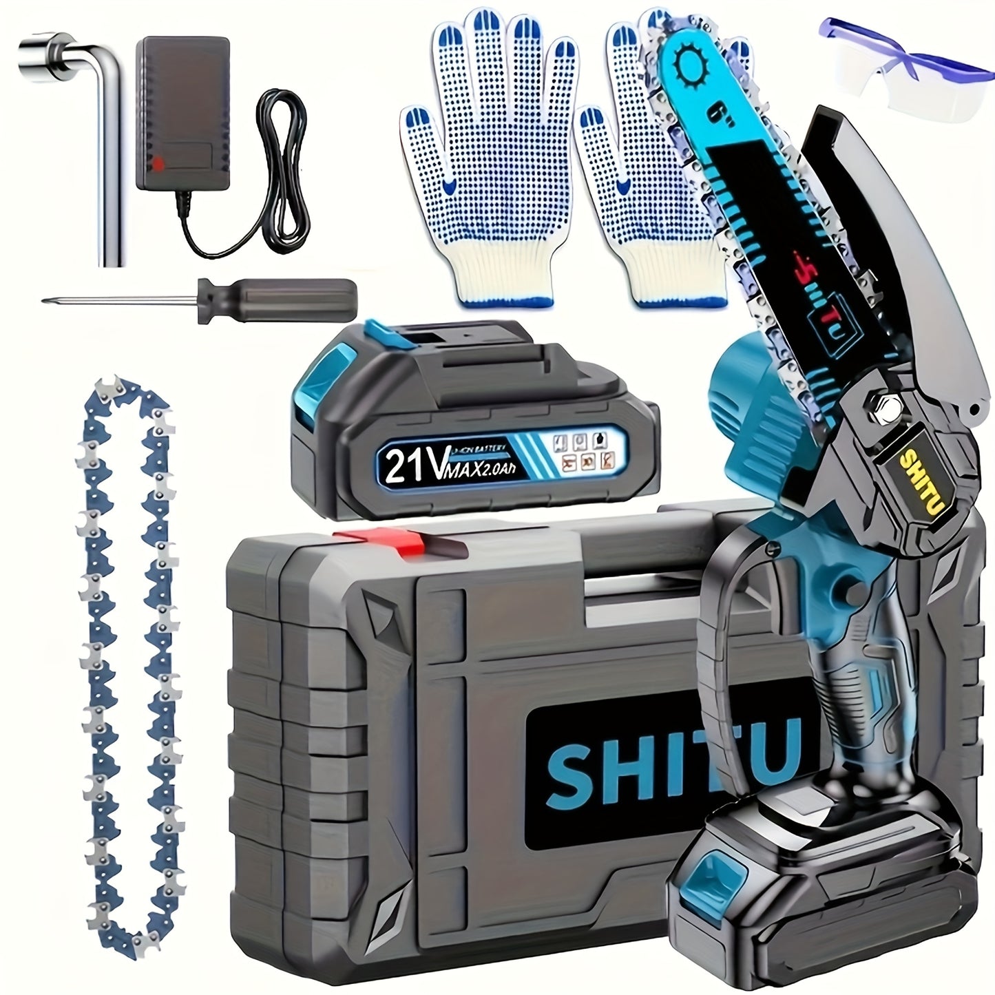Mini Cordless Chainsaw, Lightweight &amp; Portable Handheld Electric Tree Cutter with Splash Guard, Safety Lock, Rechargeable Battery, and Safe Trimming for Quick Cutting of Tree Branches, Courtyard, Household, and Garden Use, Gift.