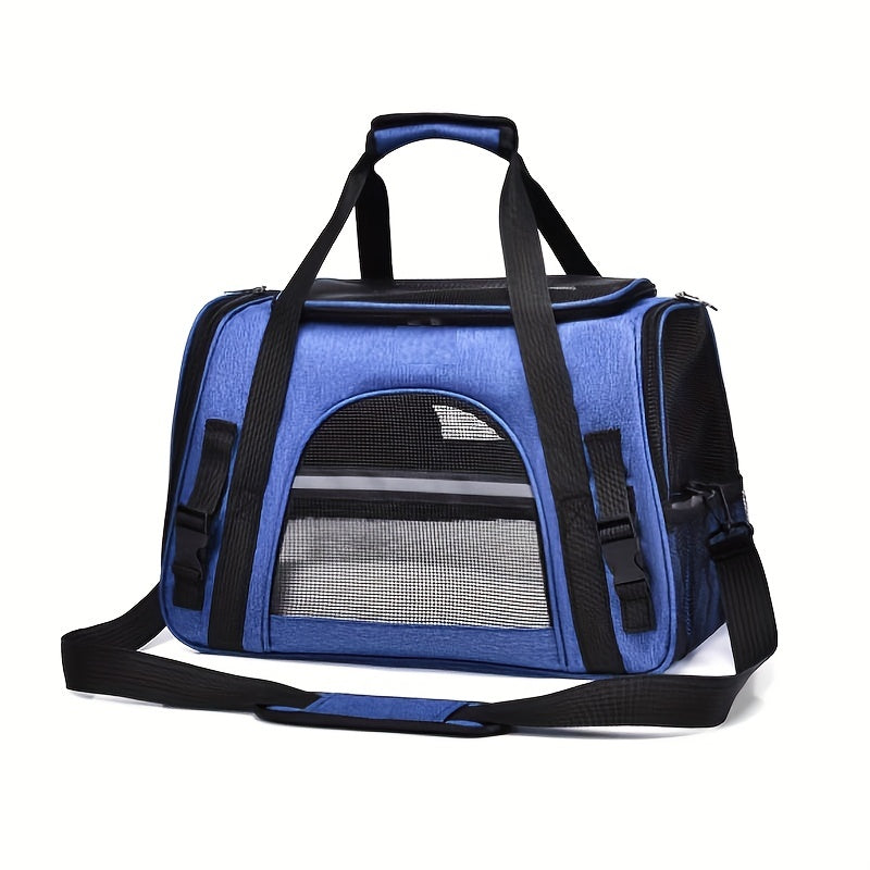 Trasportino Gatto Portatile con Materassino – Grande Capacità, Tasche Traspiranti, Chiusura con Cerniera, Imbottitura Morbida, Cinghie Sicure per Auto e Esterno