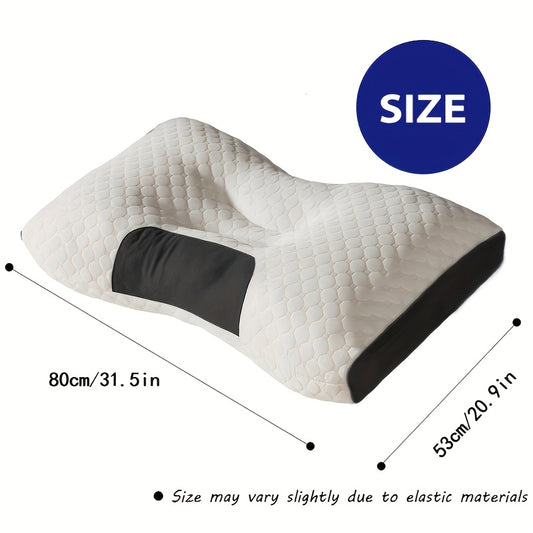 Buy 1 Get 1 Free: 2 Soft Woven Neck Massage Couple Pillows - Adjustable Ergonomic Orthotic Profile Support, High-Quality Pillow Core, Detachable Pillowcase for Sleeping Comfort