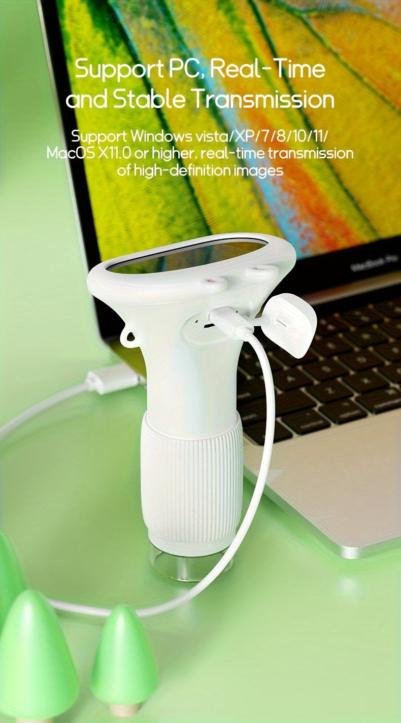 Microscopio Digitale per Bambini FYDEE – Portatile a Mano con Schermo LCD 8,89 cm, Ricaricabile USB, Ingrandimento 10X, 4 Modalità Colore (Bianco/Blu/Verde/Giallo), Giocattolo Scientifico Educativo, Regalo Compleanno
