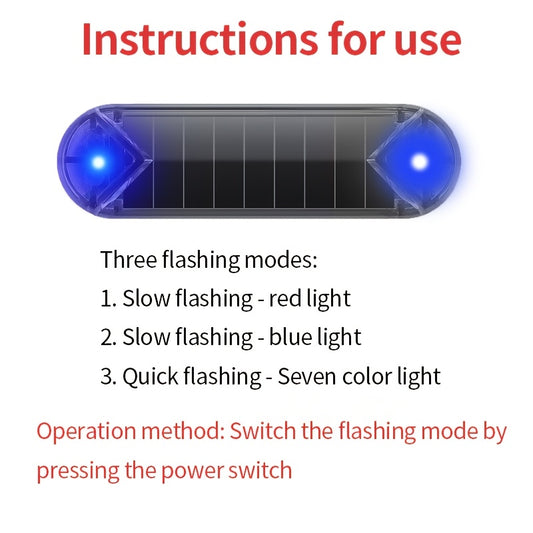 Lampă anti-furt auto cu simulare – încărcare solară, iluminare inteligentă în lumină scăzută, pentru siguranța mașinii, biciclete și locații