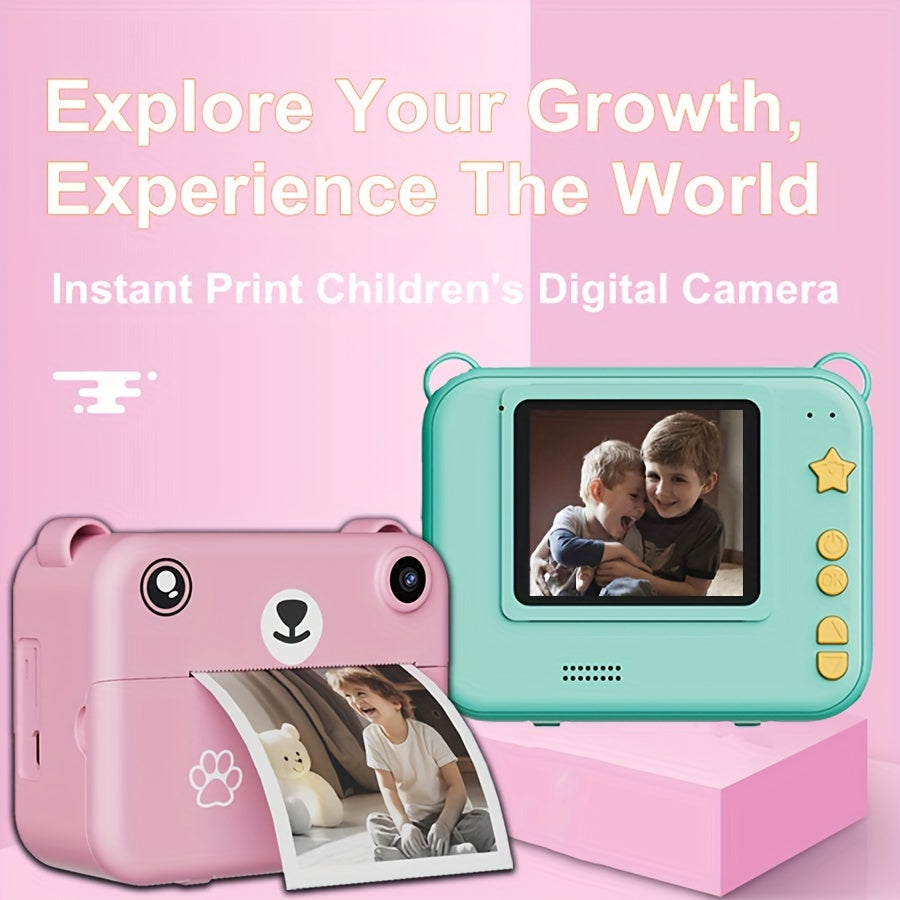 Fotocamera Istantanea per Bambini con 3 Rotoli di Carta – Registrazione Video HD, Stampante Portatile USB, Batteria Litio-Polimero, per Bambini 3-10 Anni, Regalo Compleanno/Natale (Viola/Blu/Rosa/Giallo Limone) – Educativa