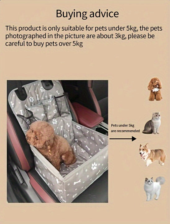 PetSafe & Travel Essentials – Cesto Auto per Cani in Poliestere, Resistente ai Graffi, con Tasche Laterali e Copertura Cintura di Sicurezza per Trasporto Sicuro