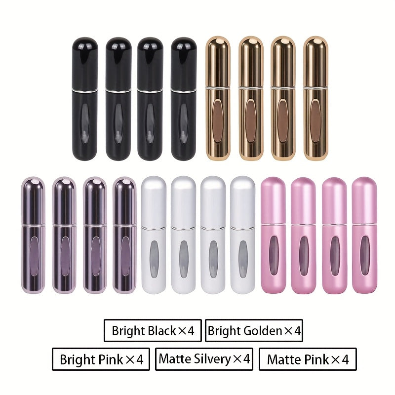 Mini Atomizzatore Profumo Portatile Ricaricabile – Flacone Spray in Alluminio per Viaggio, Multi-Colore, Senza Profumo, Design Compatto