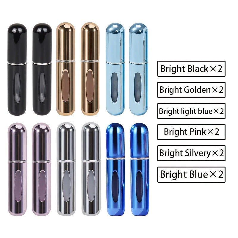 Mini Atomizzatore Profumo Portatile Ricaricabile – Flacone Spray in Alluminio per Viaggio, Multi-Colore, Senza Profumo, Design Compatto
