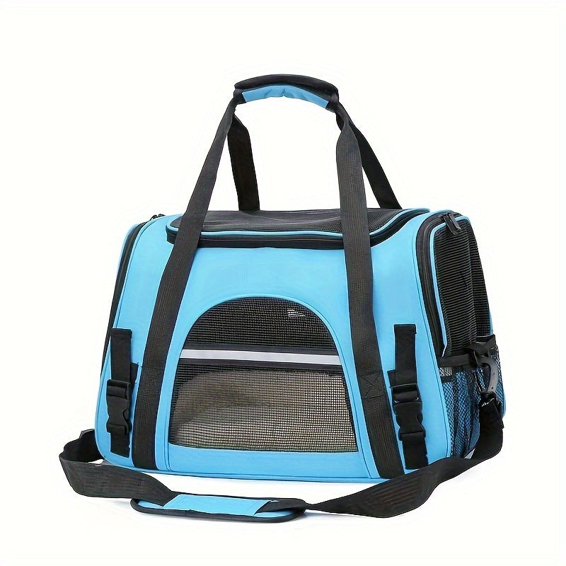 Trasportino Gatto Portatile con Materassino – Grande Capacità, Tasche Traspiranti, Chiusura con Cerniera, Imbottitura Morbida, Cinghie Sicure per Auto e Esterno