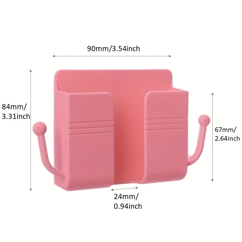 Porta Cellulare da Parete – Organizer Multiuso Senza Fori, Supporto per Telecomando, Scatola di Stoccaggio e Gancio per Ricarica