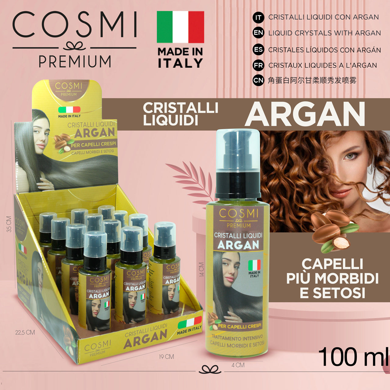 COSMI Cristalli Liquidi con Olio di Argan – Capelli Più Morbidi e Setosi, 100ml