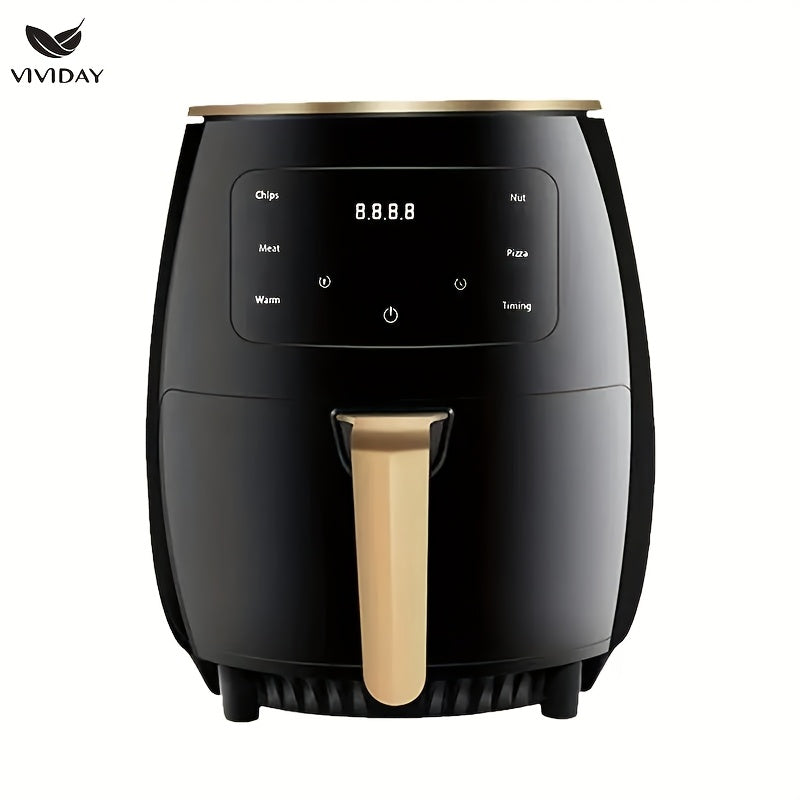 VIVIDAY Friggitrice ad Aria 1400W – Elettrica Stile Europeo per Casa, Facile da Usare, Perfetta per Patatine, Forno e Cucina Moderna, 220-240V, Nero, Robusta e Duratura