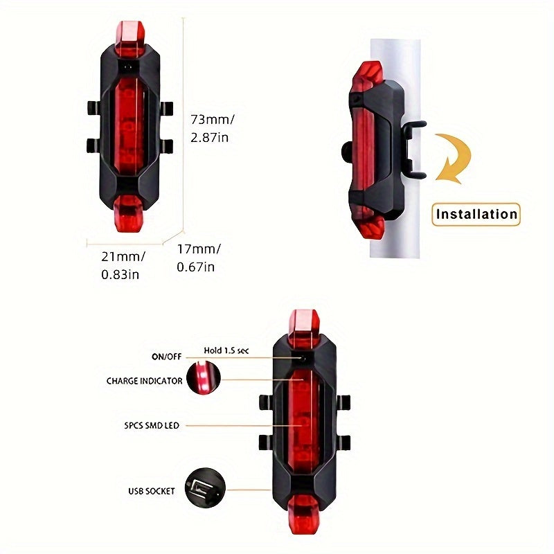 Luce Posteriore per Bicicletta a LED Ricaricabile USB – 4 Modalità di Lampeggio per Sicurezza e Visibilità, Fanale per MTB e Bici da Strada
