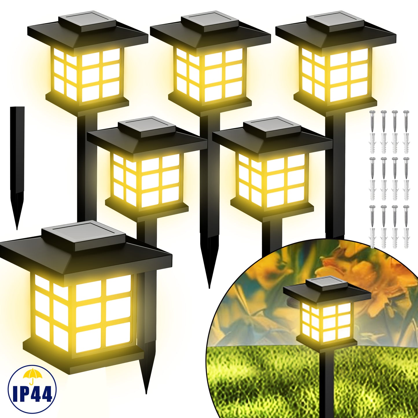 Solar Outdoor Path Lights – 24/12/6/2 Pack, Waterproof LED Landscape Lighting, 600mAh Long-Lasting Solar Garden Lights for Yard, Patio & Walkways