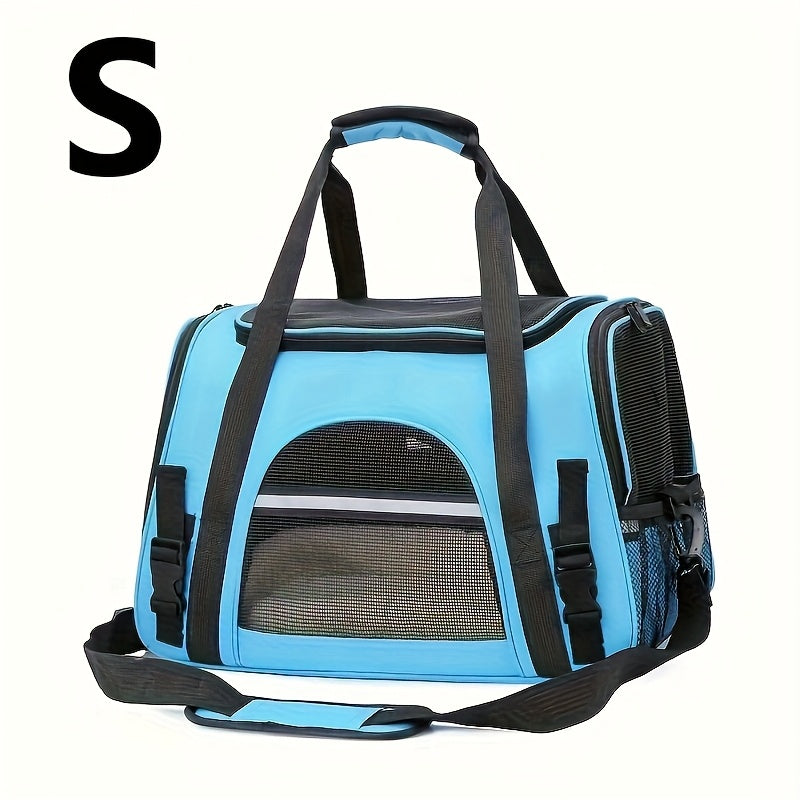 Trasportino Gatto Portatile con Materassino – Grande Capacità, Tasche Traspiranti, Chiusura con Cerniera, Imbottitura Morbida, Cinghie Sicure per Auto e Esterno