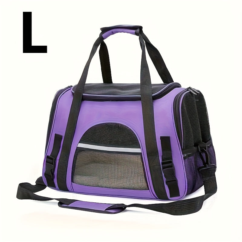 Trasportino Gatto Portatile con Materassino – Grande Capacità, Tasche Traspiranti, Chiusura con Cerniera, Imbottitura Morbida, Cinghie Sicure per Auto e Esterno