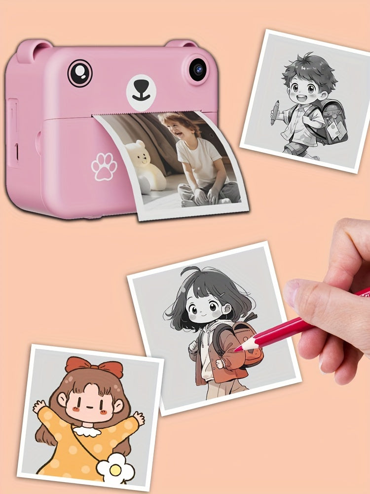 Fotocamera Istantanea per Bambini con 3 Rotoli di Carta – Registrazione Video HD, Stampante Portatile USB, Batteria Litio-Polimero, per Bambini 3-10 Anni, Regalo Compleanno/Natale (Viola/Blu/Rosa/Giallo Limone) – Educativa