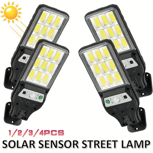 Lampă solară de exterior 1/2/3/4 bucăți, reîncărcabilă COB cu senzor de mișcare, LED inteligent pentru ziduri, terase, grădini, patio și balcoane