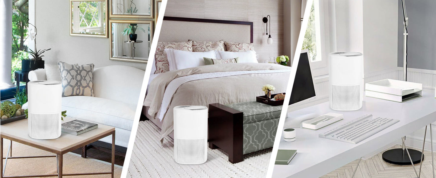 Purificatore d’Aria HEPA per Casa e Camera da Letto – Progettato per Pelo di Animali, Polvere, Fumo, Polline e Odori, Certificato Energy Star, Silenzioso, Copertura fino a 55 m², Ingresso/Uscita Aria 360°, Modalità Notte