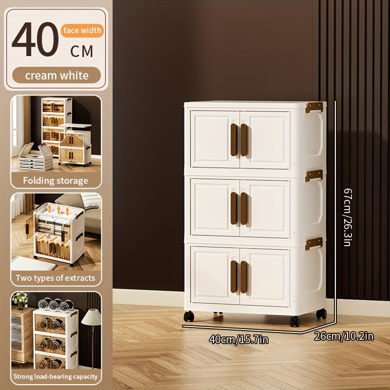 Contenitori Impilabili in Plastica 5 Ripiani con Coperchi – Armadietto Pieghevole, Organizer Collassabile con Ruote per Armadio, Bagno, Casa, Ufficio e Camera da letto